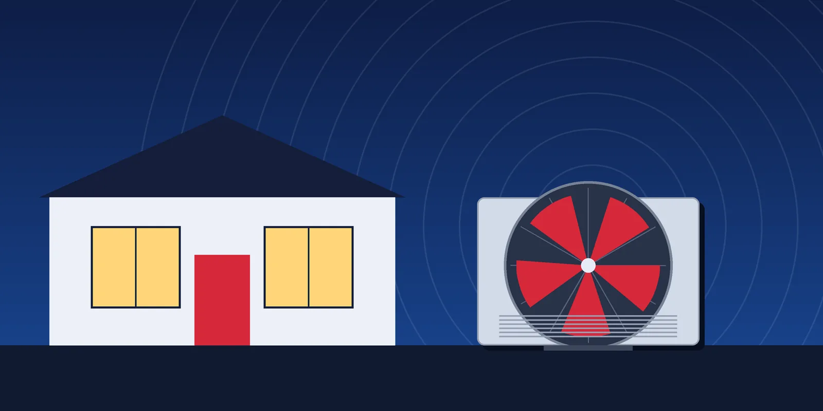 Illustration of a home beside an outdoor air conditioning unit